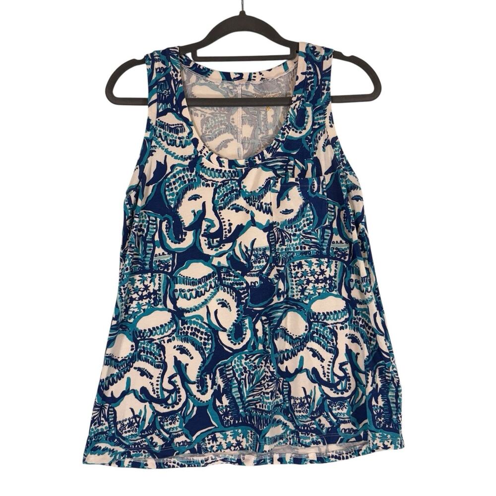Lilly Pulitzer Crayton Tank Keep On Trunkin Size XS Extra Small Womens Elephant